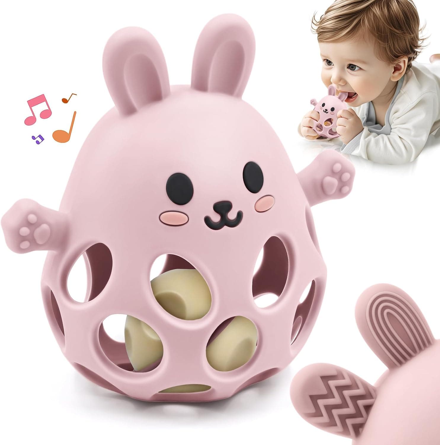 Baby Sensory Teething Toy with Rattle for Newborn 3 6 9 12 18 Months, 1st Boy Girl Easter… product image