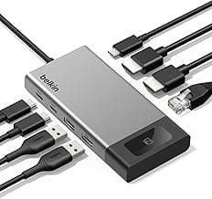 USB C Hub, 8 in 1 Multi-Port Docking Station 100W with 2 Screen Ports for Mac, Windows and… product image