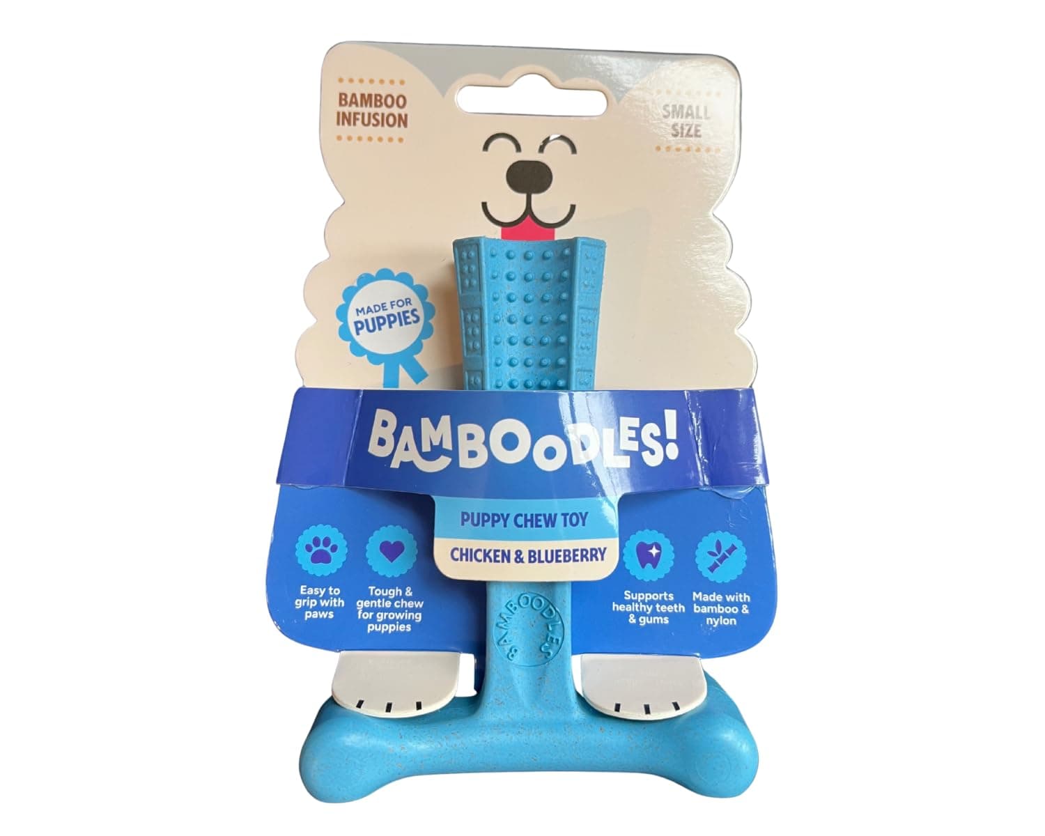 Bamboodles Puppy Dog Chew – Chicken and Blueberry Flavour | Small | T-Bone Shape | Gentle Chew… product image
