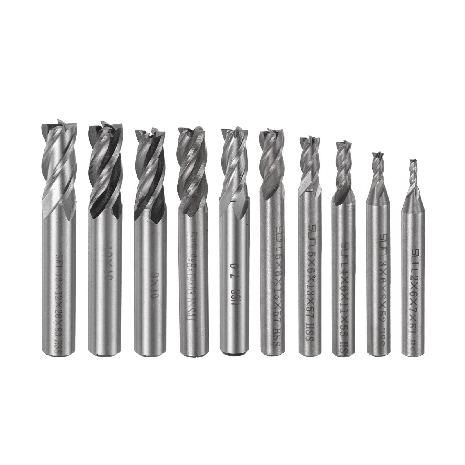 sourcing map Carbide End Mills Sets 4-Flute 2mm 3mm 4mm 5mm 6mm 7mm 8mm 9mm 10mm 12mm… product image