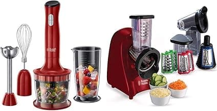 Russell Hobbs Schnitzelwerk Desire (3 Reibeeinsätze: Grob & Fein, Scheiben), 200W & Stabmixer… product image