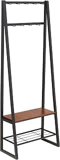 Amazon Basics Garderobe mit 9 Haken, Schuhbank und 2-stufiger Aufbewahrung, Schwarz, 65 cm x… product image