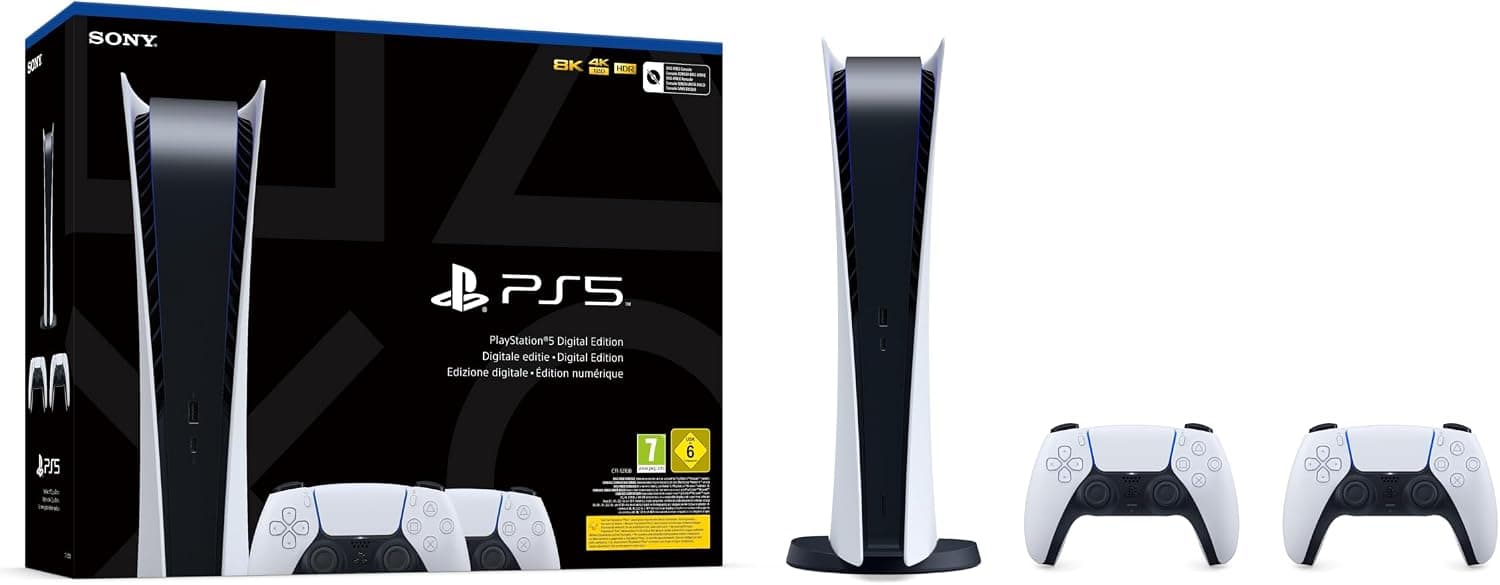 SONY PLAYSTATION 5 825GB DIGITAL EDITION WITH 2 CONTROLLER DUALSENSE WHITE product image