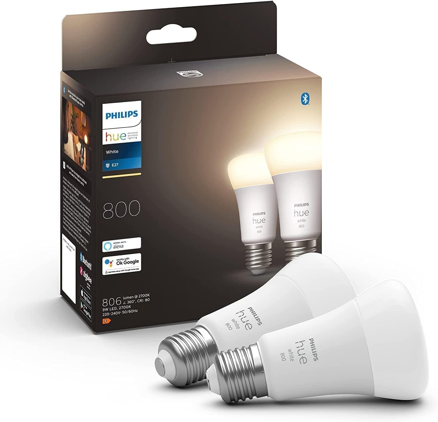 Philips Hue White E27 LED Glühbirne, 810lm, warmweiß, dimmbar, steuerbar via App, kompatibel… product image