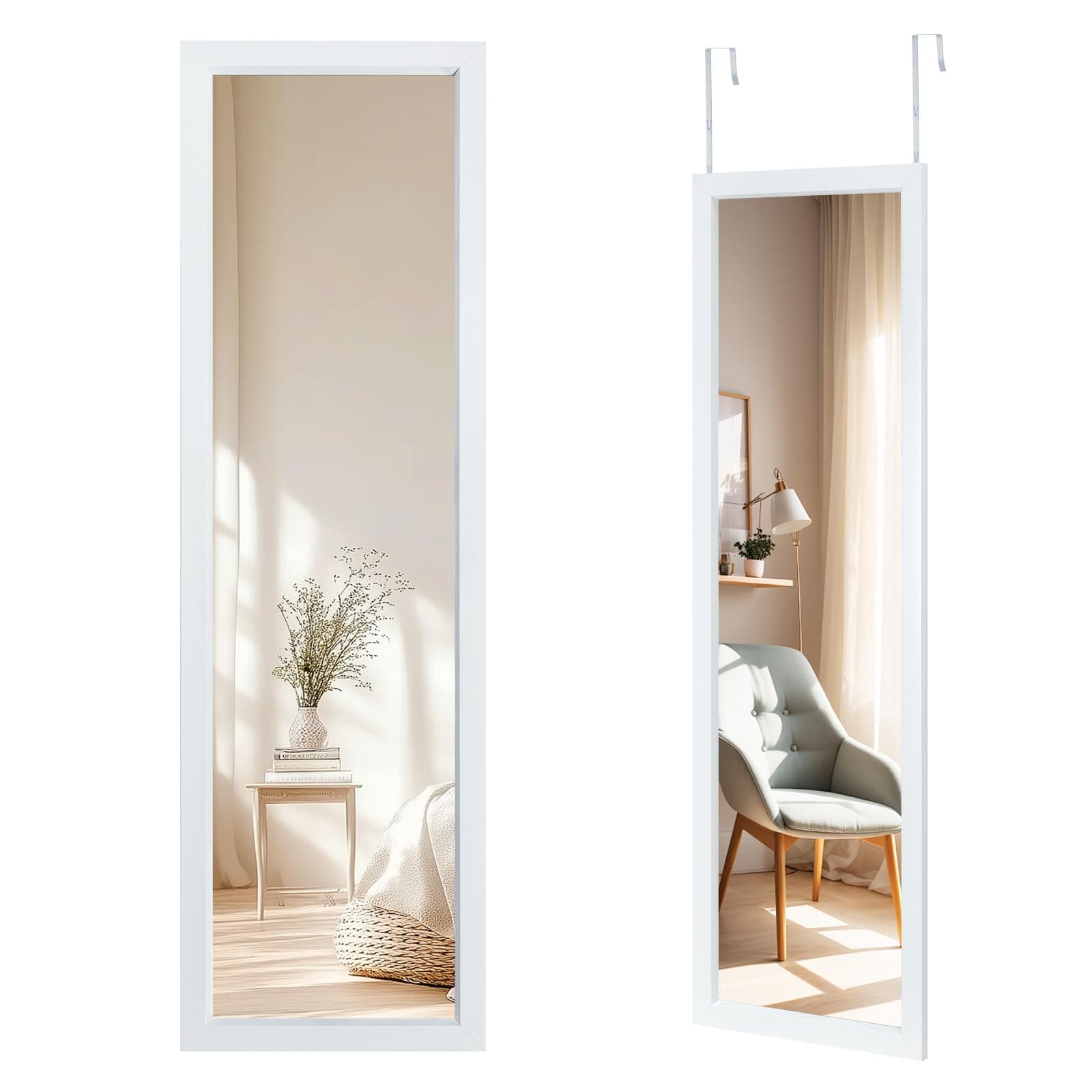 CROWNSHOP Full Length Mirror 110x33cm - Wall Mounted Over The Door Mirror with Adjustable… product image