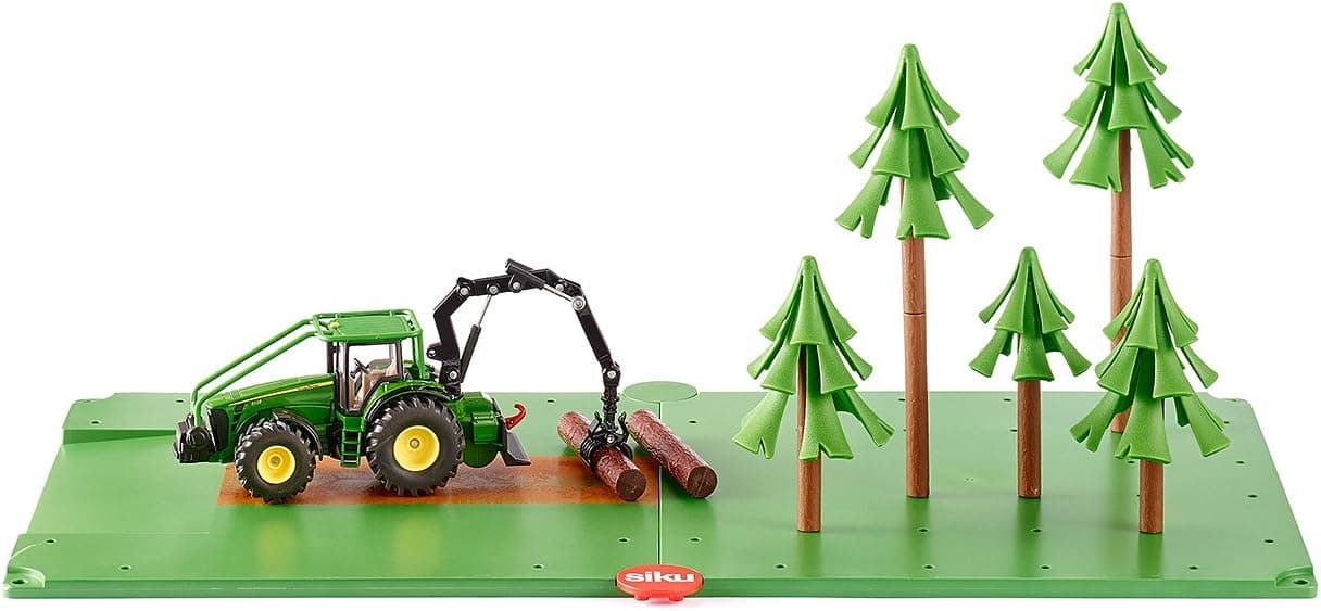siku 5605, Forst-Set mit Traktor, 2 Grundplatten und 5 Bäumen, Kunststoff/Metall, Grün, Viele… product image