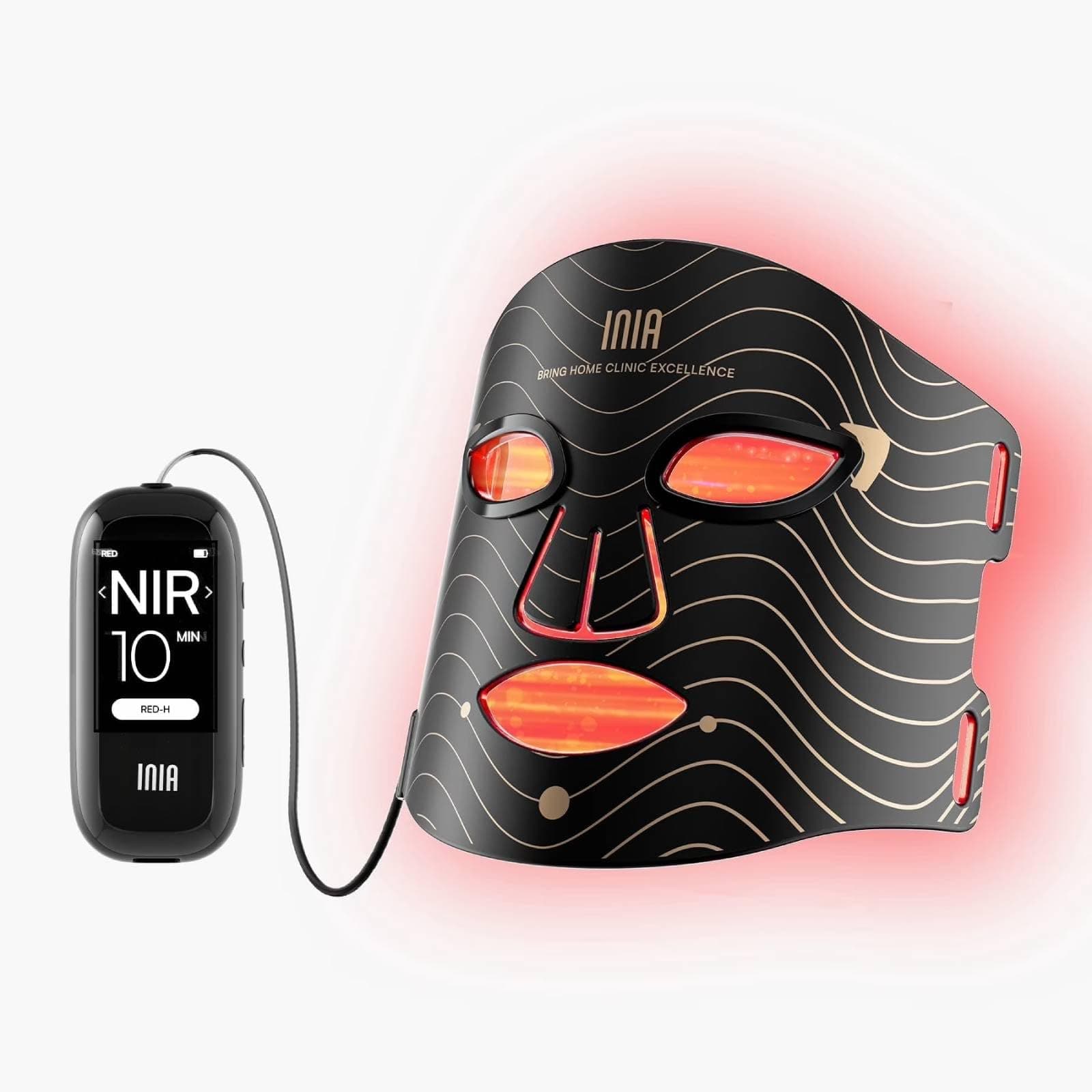 INIA LED Face Mask – Red Light Therapy Mask with 4 Light Modes, 850nm NIR, Red & Blue Led Mask… product image