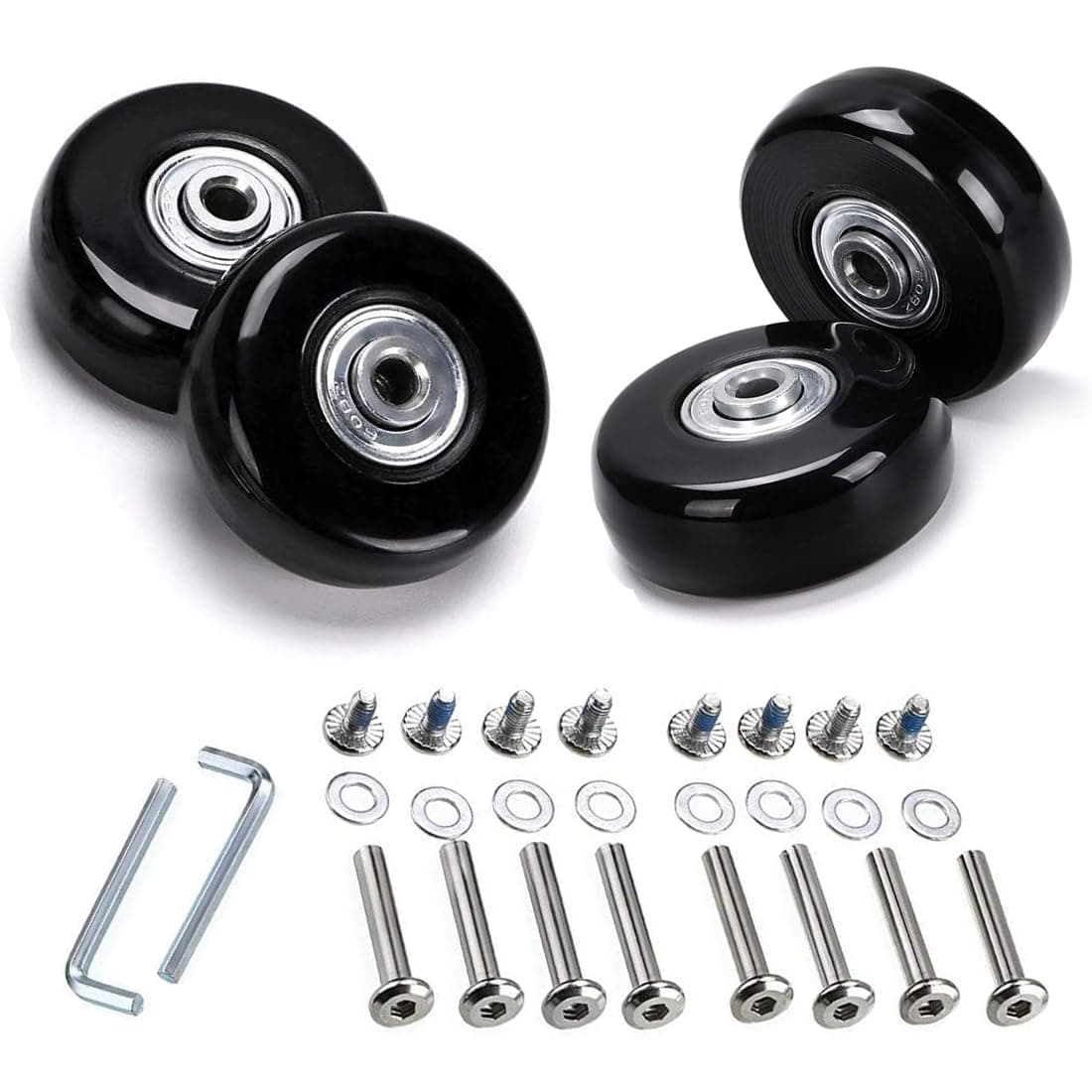 4 Pcs 60 x 18mm Luggage Suitcase Replacement Wheels, Rubber Swivel Caster Wheels Bearings… product image