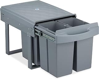 Built-in 4-Way Pull-Out Kitchen Bin for Base Cabinet, 4 x 8 Litres, 34.6 x 34 x 51.8 cm, Grey product image