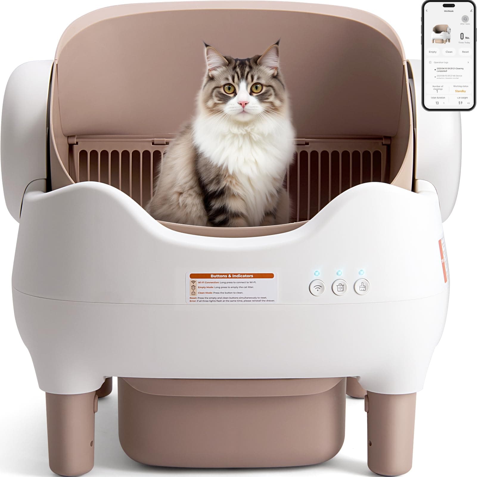 KITPLUS Automatic Cat Litter Box: Self Cleaning Cat Litter Box with APP Control, Large… product image