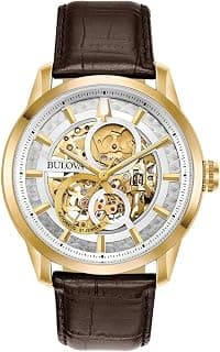 Men's Classic Sutton Automatic Skeleton Dial Brown Leather Strap Watch | 43mm | 97A138 product image