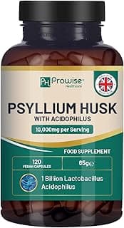 Psyllium Husk 10000mg with Acidophilus 1 Billion CFU, 120 Vegan Capsules | Natural Soluble… product image