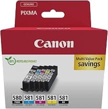 PGI-580 / CLI-581 Genuine Ink Cartridges, Pack of 5 (2 x Black, Cyan, Magenta, Yellow) -… product image