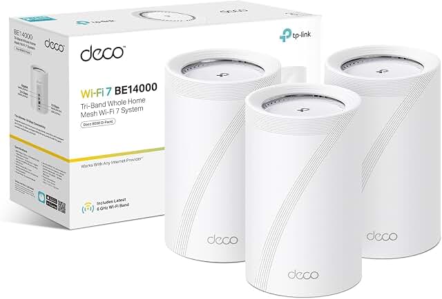 TP-Link Deco, BE68 (3er-Pack) BE14000 Mbps Tri-Band Mesh WiFi 7-System, 10-Gigabit-Port, 8100… product image