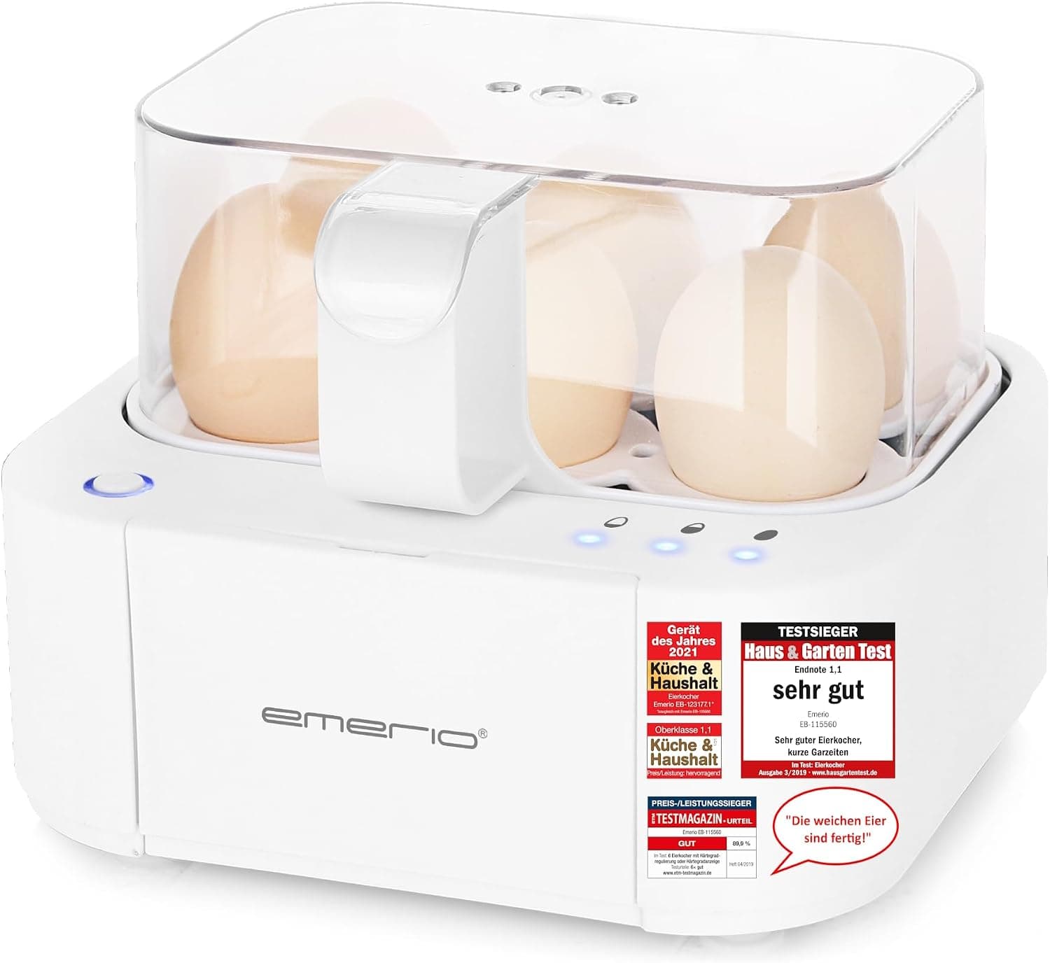 Emerio Best Egg Cooker EB-115560, Cooks All Three Cooking Levels Soft, Medium, Hard in Just… product image