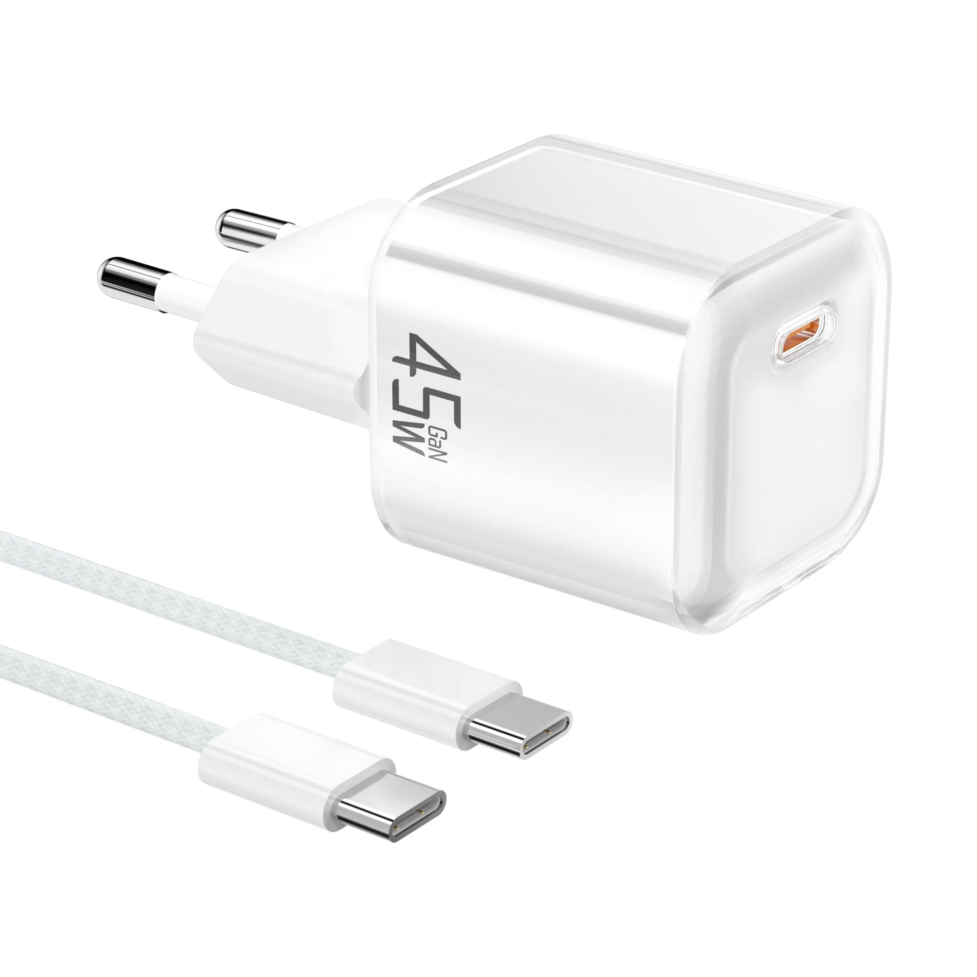 YISH 45W Ladegerät USB C Schnellladegerät:GAN PD 3.0 Stecker USB Type C Netzteil mit 1M 60W Typ C Kabel Fast Charger Schnellladen Power Adapter USBC Stecker Ladestecker Für Smartphone Tablets product image