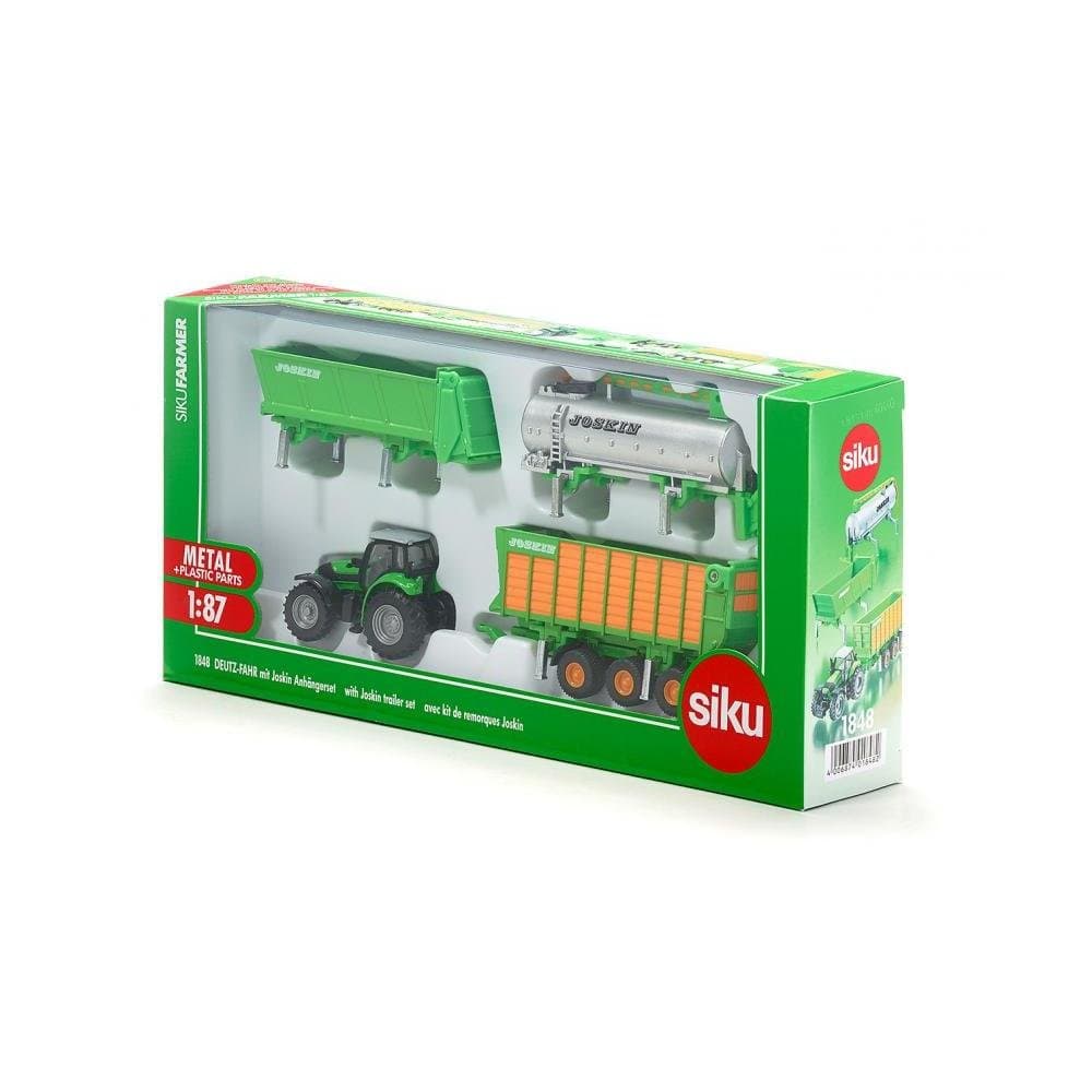 Siku 1848, DEUTZ-FAHR Traktor mit Joskin Anhängerset, 1:87, Metall/Kunststoff, Grün, 5-TLG,… product image