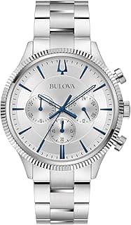 Men's Classic 6-Hand Chronograph Quartz Silver Stainless Steel Watch, 24 Hour Time, Luminous… product image
