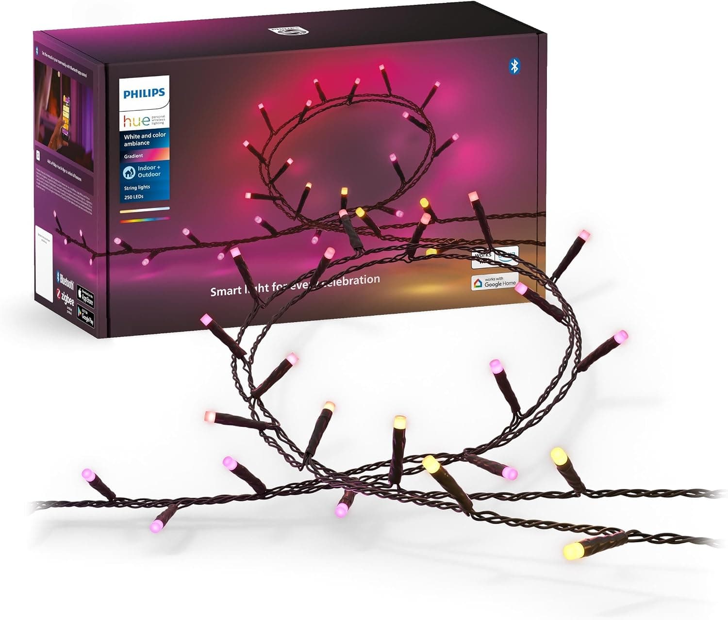Philips Hue White and Color Ambient, Festive String Lights, 250 LEDs, 20 m, Works with Alexa,… product image