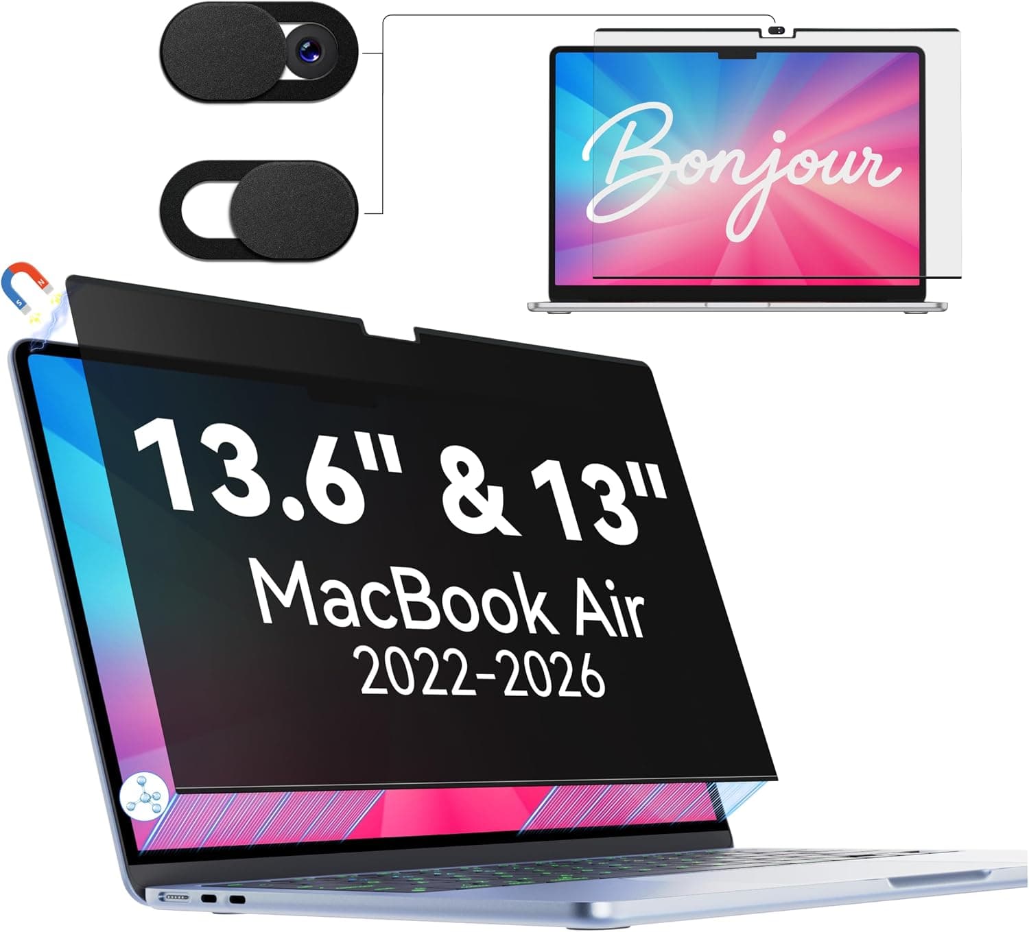 Magnetic Privacy Filter Screen Protection for Macbook Air 13.6/13 Inch (2022-2026, M2, M3, M4,… product image