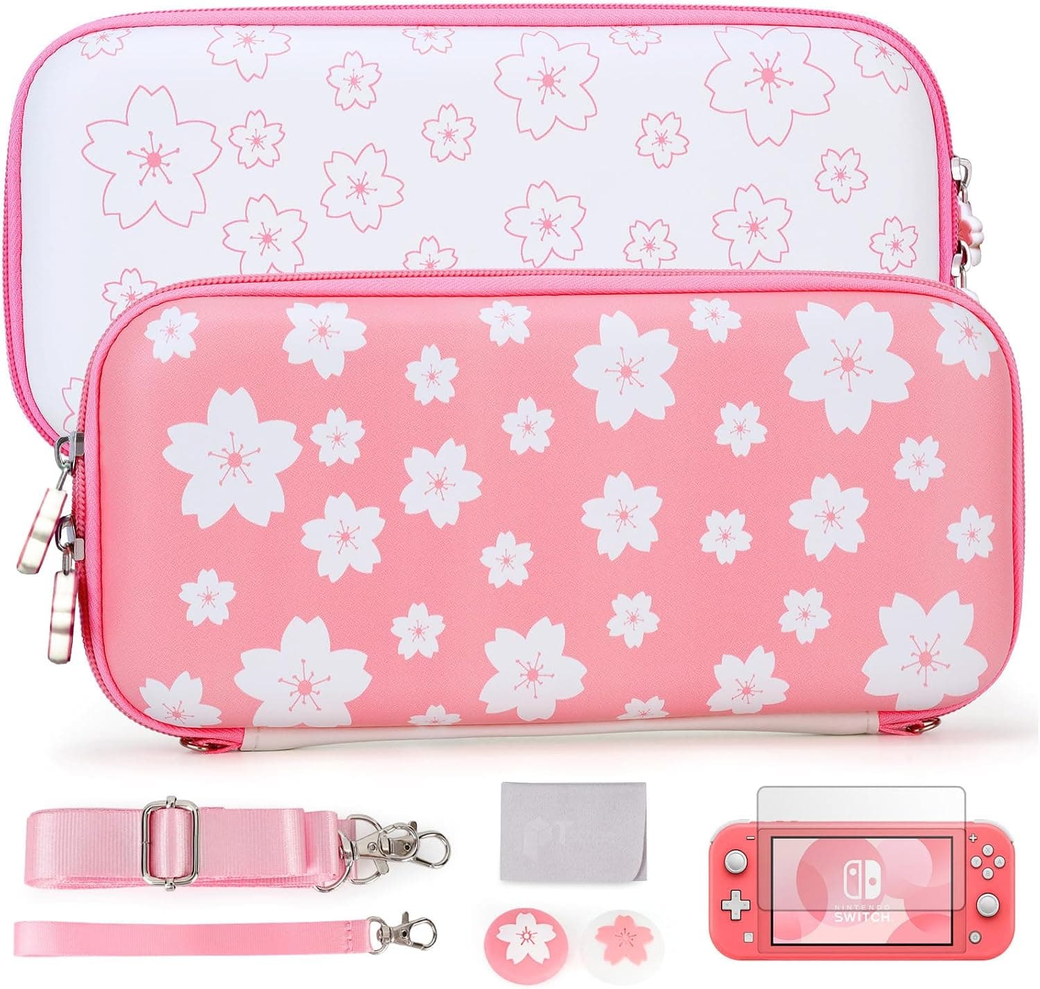Tscope Cute Carrying Case for Nintendo Switch Lite, Sweet Pink Sakura Flowers Portable Travel… product image