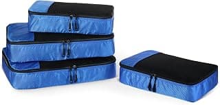 Amazon Essentials 4-Piece Packing Cubes Travel Accessories Set, Luggage Organiser with Double… product image
