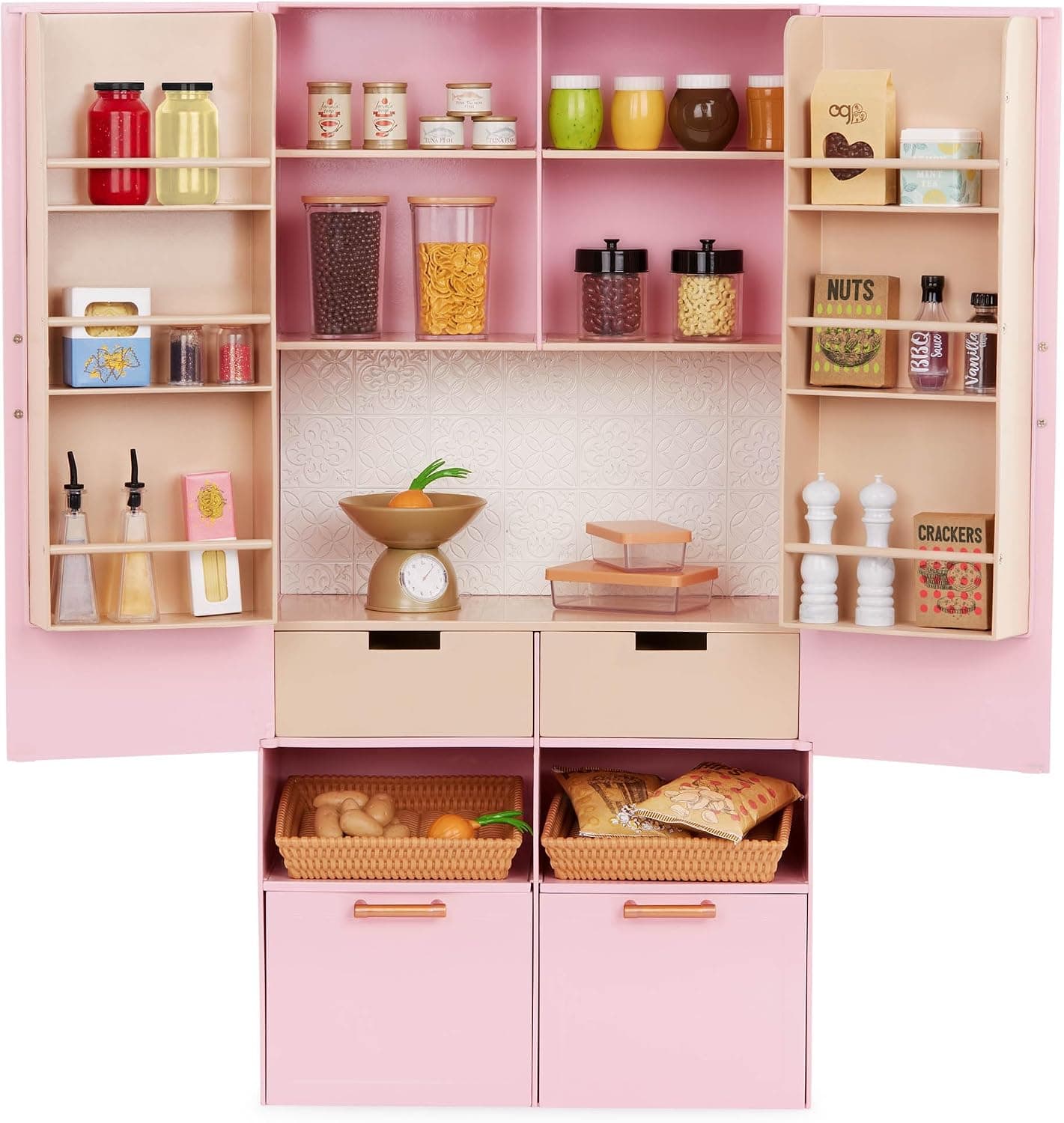 Our Generation Cute Kitchen Storage Unit for Dolls | Includes 51 pieces in total with 4… product image