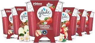 Cosy Apple & Cinnamon Scented Candle in Glass, Up to 27 Hours Burn Time, Pack of 6 (6 x 112 g) product image
