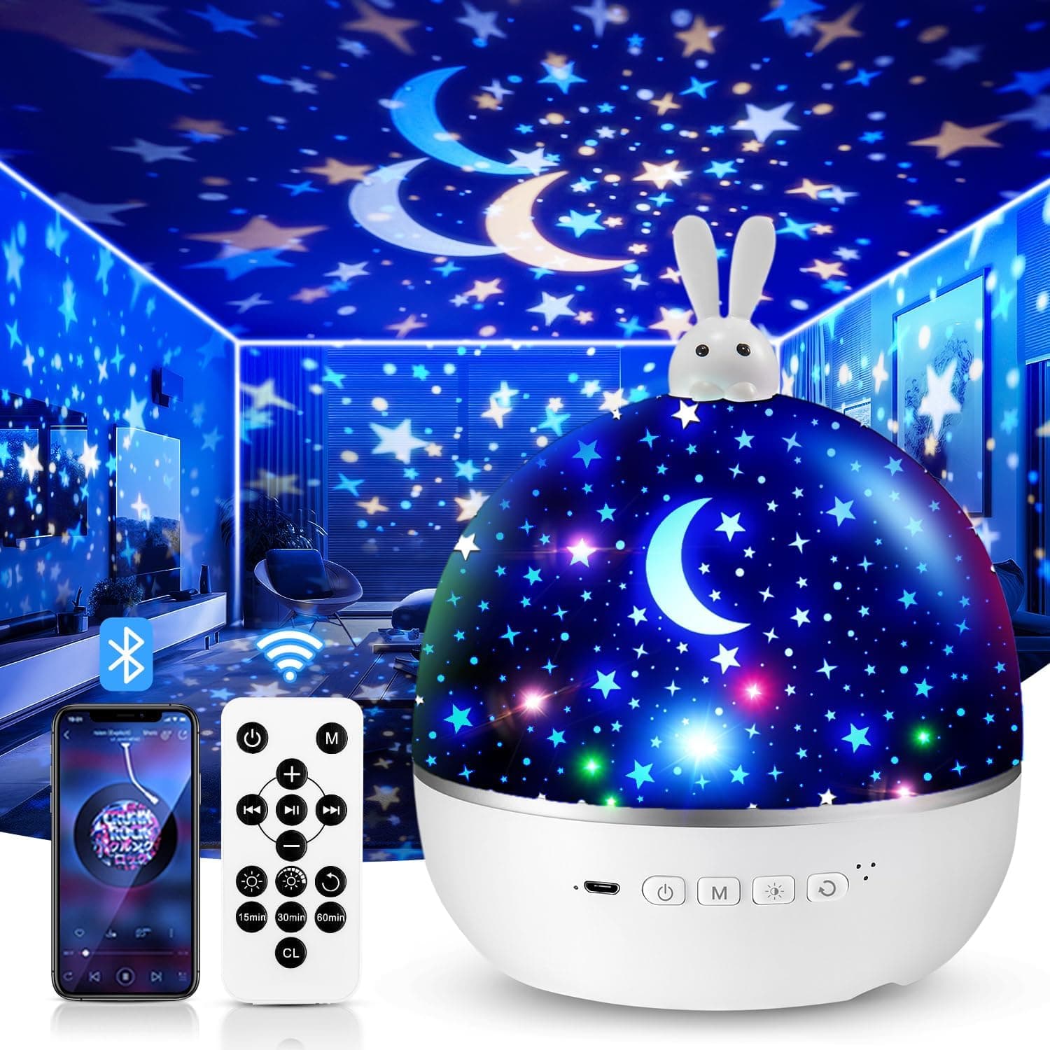 Sternenhimmel Projektor Kinder mit 15 Films, Baby Spielzeug Bluetooth Musik product image