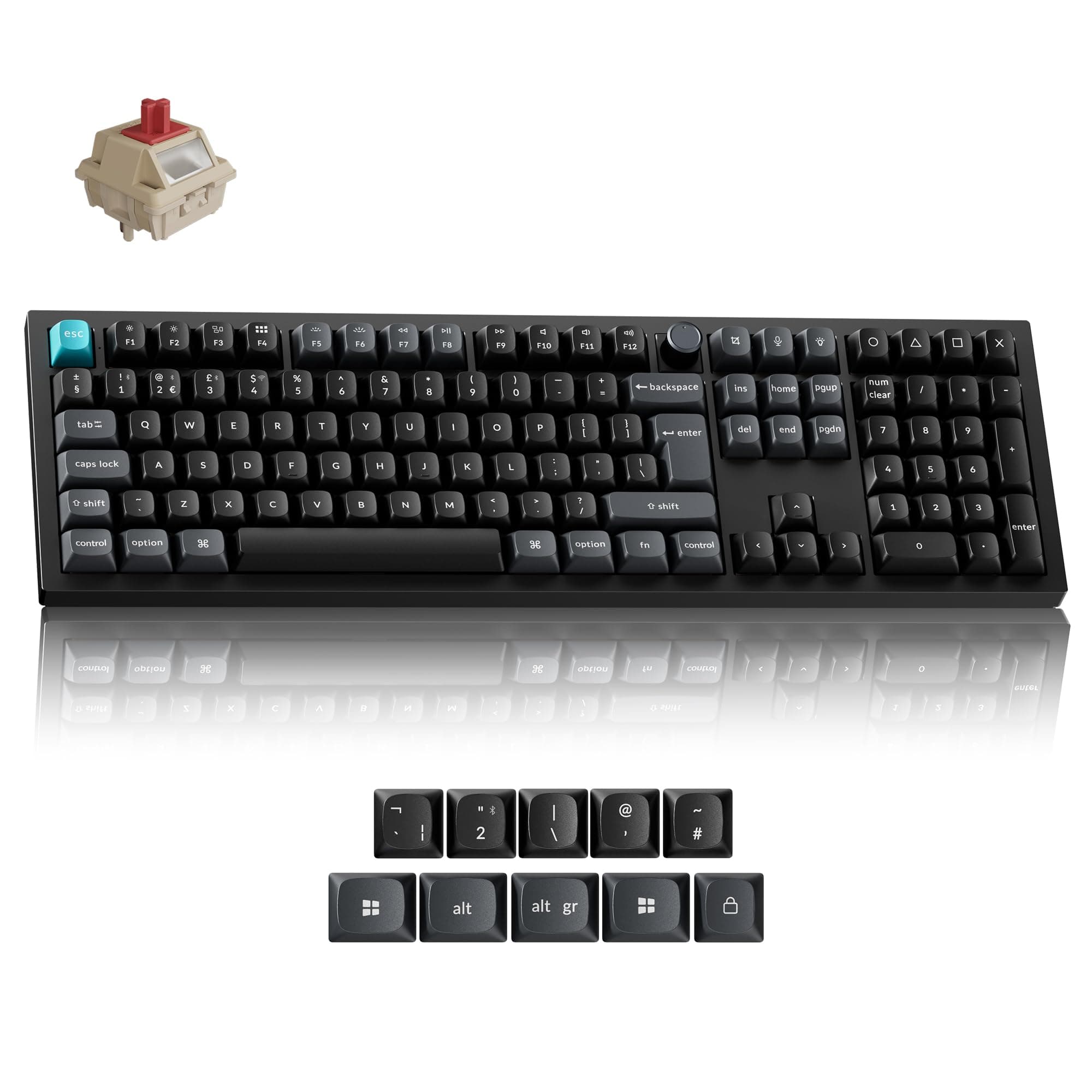 Keychron Q6 Ultra 8000Hz Wireless Mechanical Keyboard, ZMK Bluetooth/2.4 GHz/Wired(8K Tri-Mode), Full Size RGB Backlit Hot-Swappable Red Switch for Mac Windows Linux(UK Layout) - Black product image