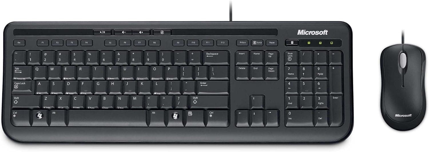 Microsoft Wired Desktop 600 Tastatur und Maus Set, UK-Layout, Schwarz product image