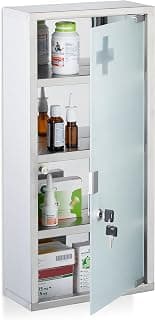 Medicine Cabinet 4 Compartments H x D 57 x W 27 x 12 cm Lockable Medicine Cabinet Stainless… product image