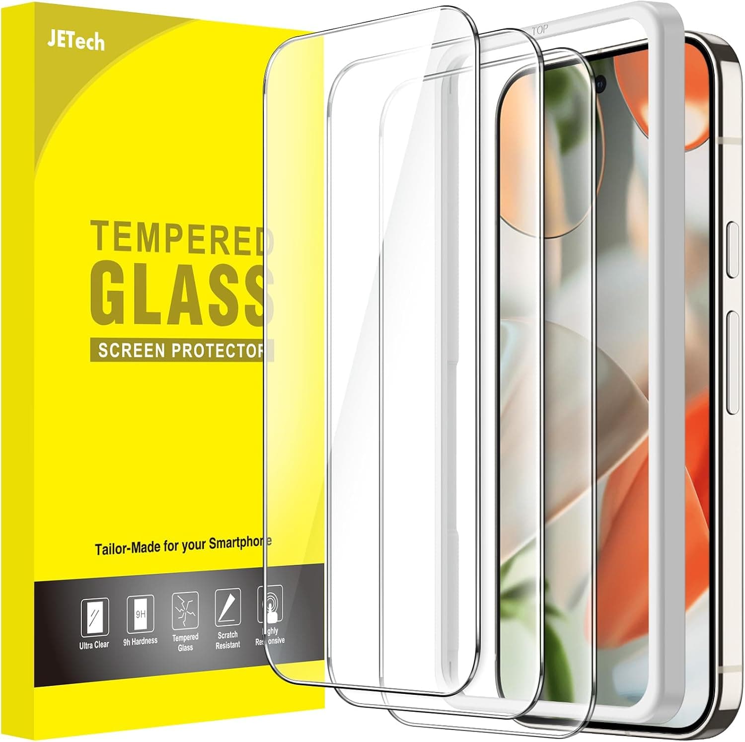 JETech Screen Protector for Google Pixel 10 Pro XL/9 Pro XL, 3-Pack | 9H Tempered Glass, HD… product image
