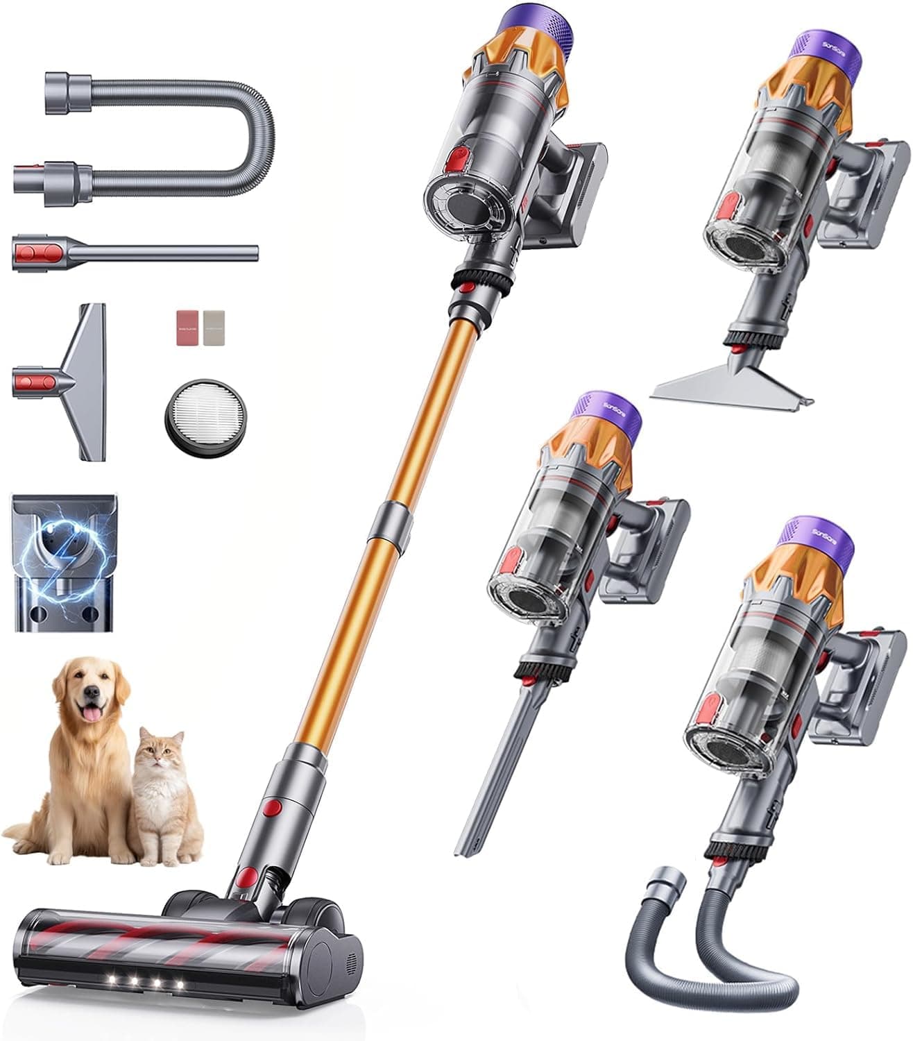 SunSare Cordless Vacuum Cleaner 65Mins 600W 50KPa, Cordless Stick Vacuum with Self-Standing,… product image