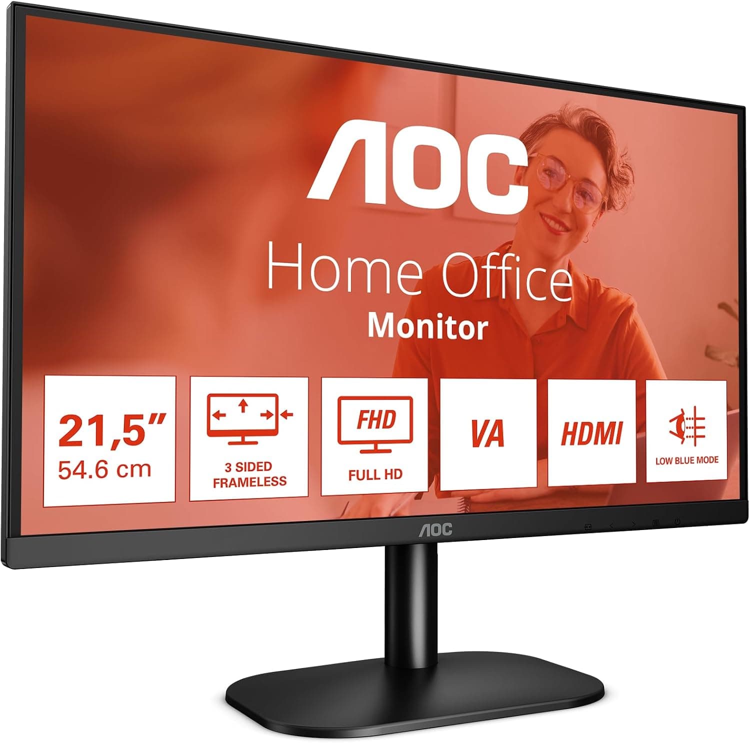 AOC 22B2H - 22 inch FHD Monitor, 75Hz, VA, 7ms Frameless design, Tilt, lowBlue Mode, Flicker… product image