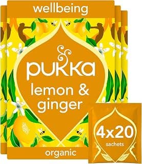 Pukka Herbs Lemon, Ginger & Manuka Honey Herbal Tea, 80 Teabags, Comforting | For a warming… product image