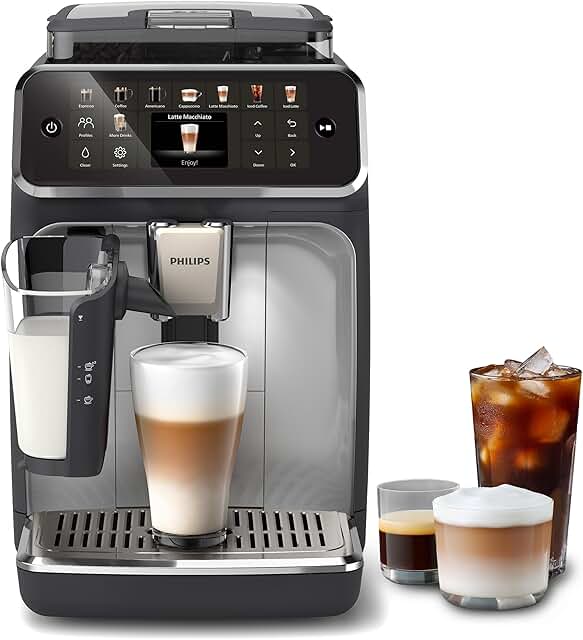 PHILIPS 5500 Series Bean to Cup Coffee Machine, LatteGo, 20 Hot/Iced Drinks | Fully Automatic,… product image