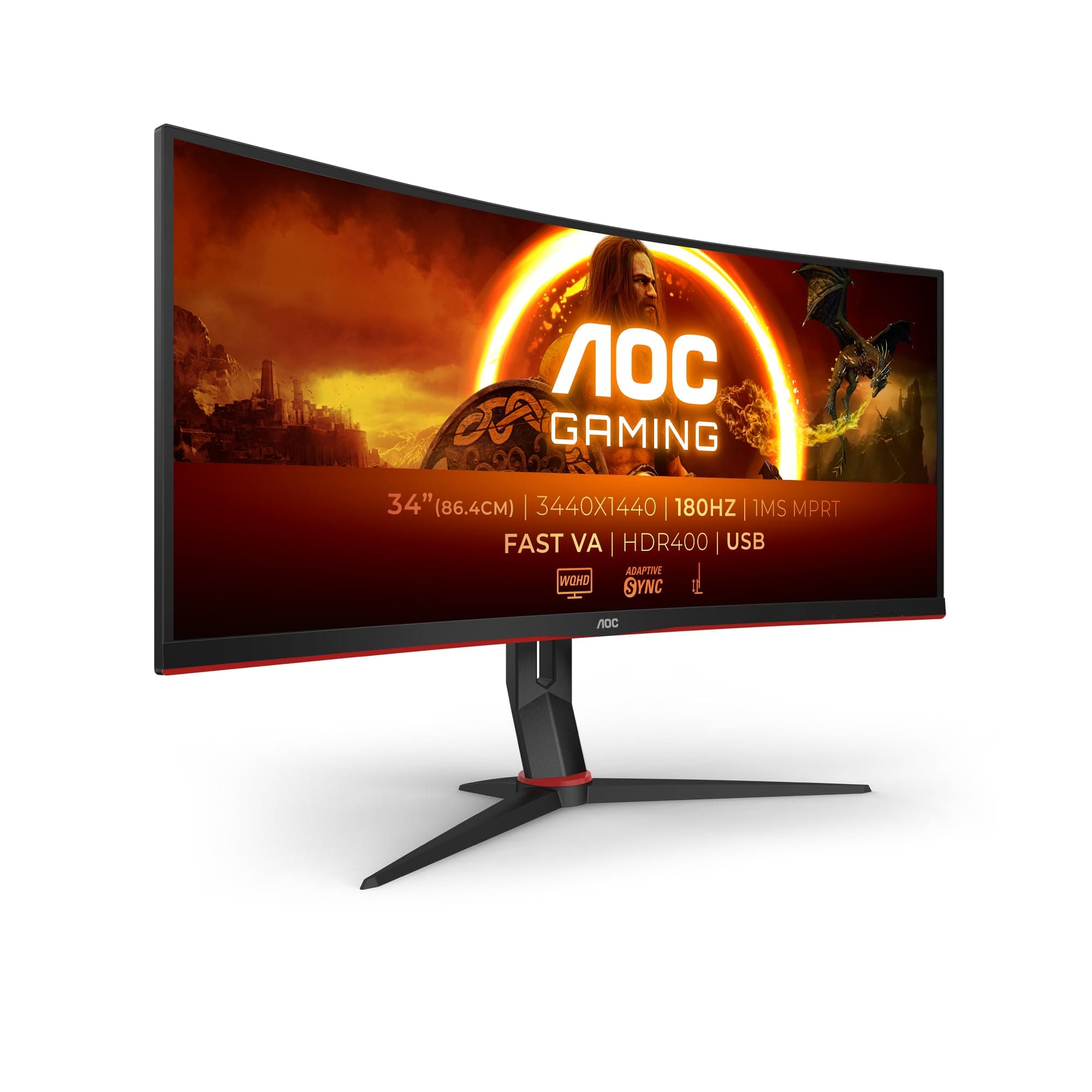 AOC Gaming CU34G2XPD - 34 inch WQHD curved monitor, 180 Hz, 1ms, FreeSync Premium (3440x1440,… product image