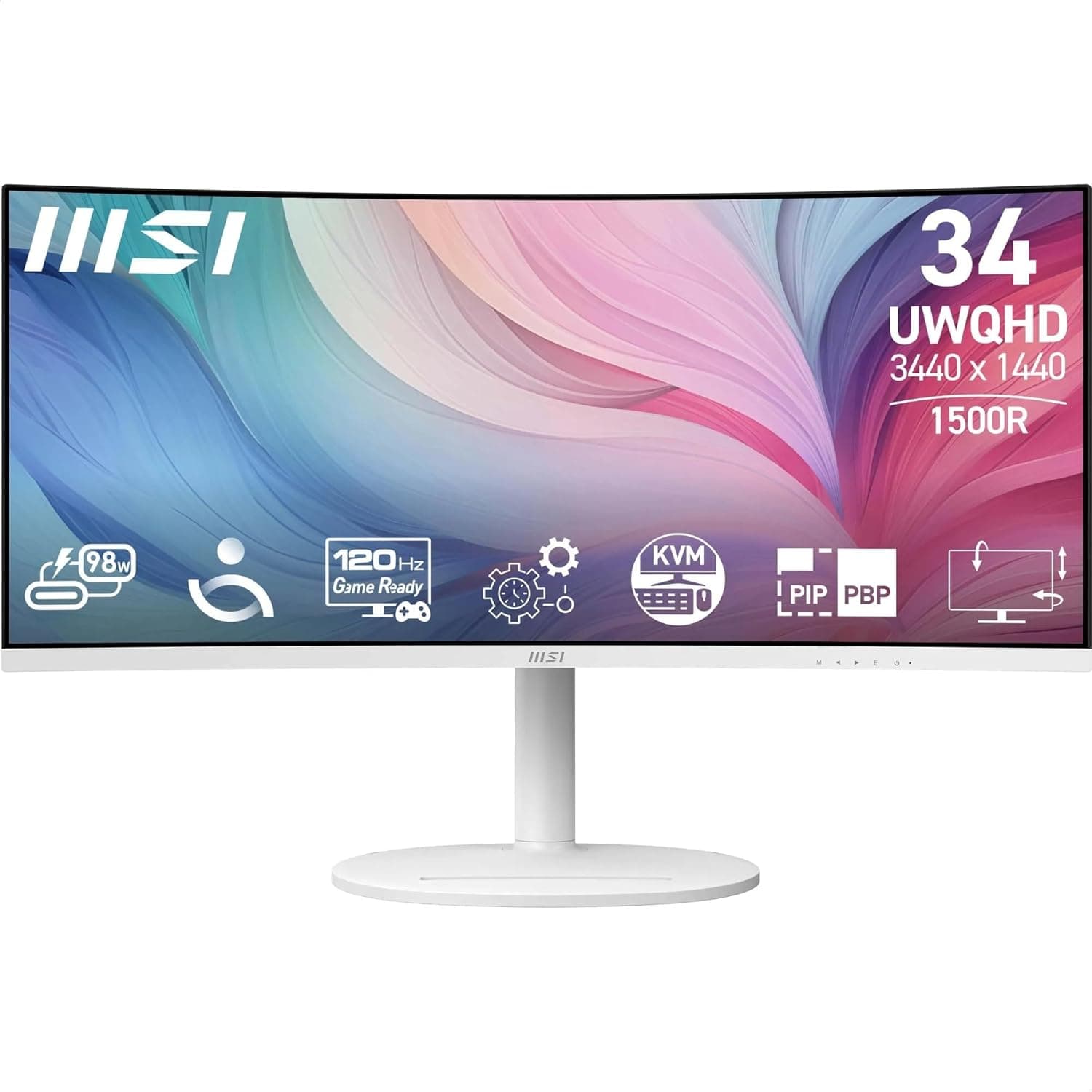 MSI Modern MD342CQPW 34 Inch UWQHD 1500R Curved Monitor - 3440 x 1440 VA Panel, KVM, PIP/PBP,… product image