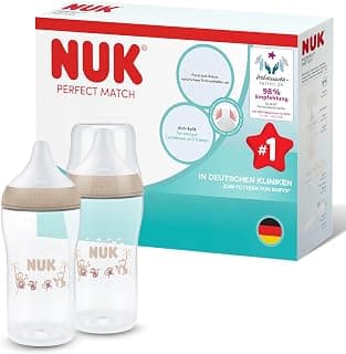 Perfect Match Baby Bottles | 3+ Months | 260 ml | Anti-Colic Baby Bottle | PP | Temperature… product image