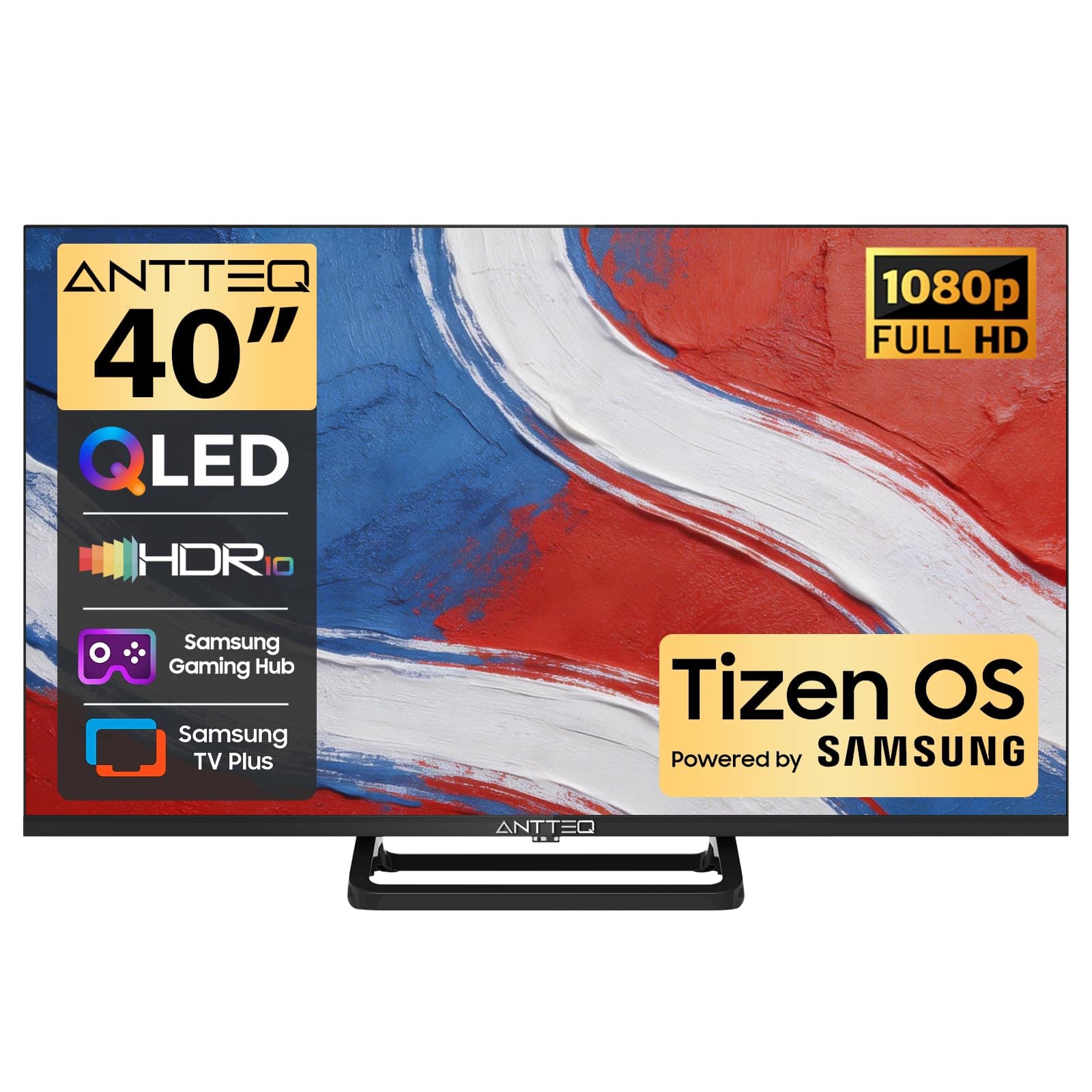 Antteq 40 inch Smart TV, FHD QLED TV Central Stand Design Tizen OS Television with AppleTV+… product image