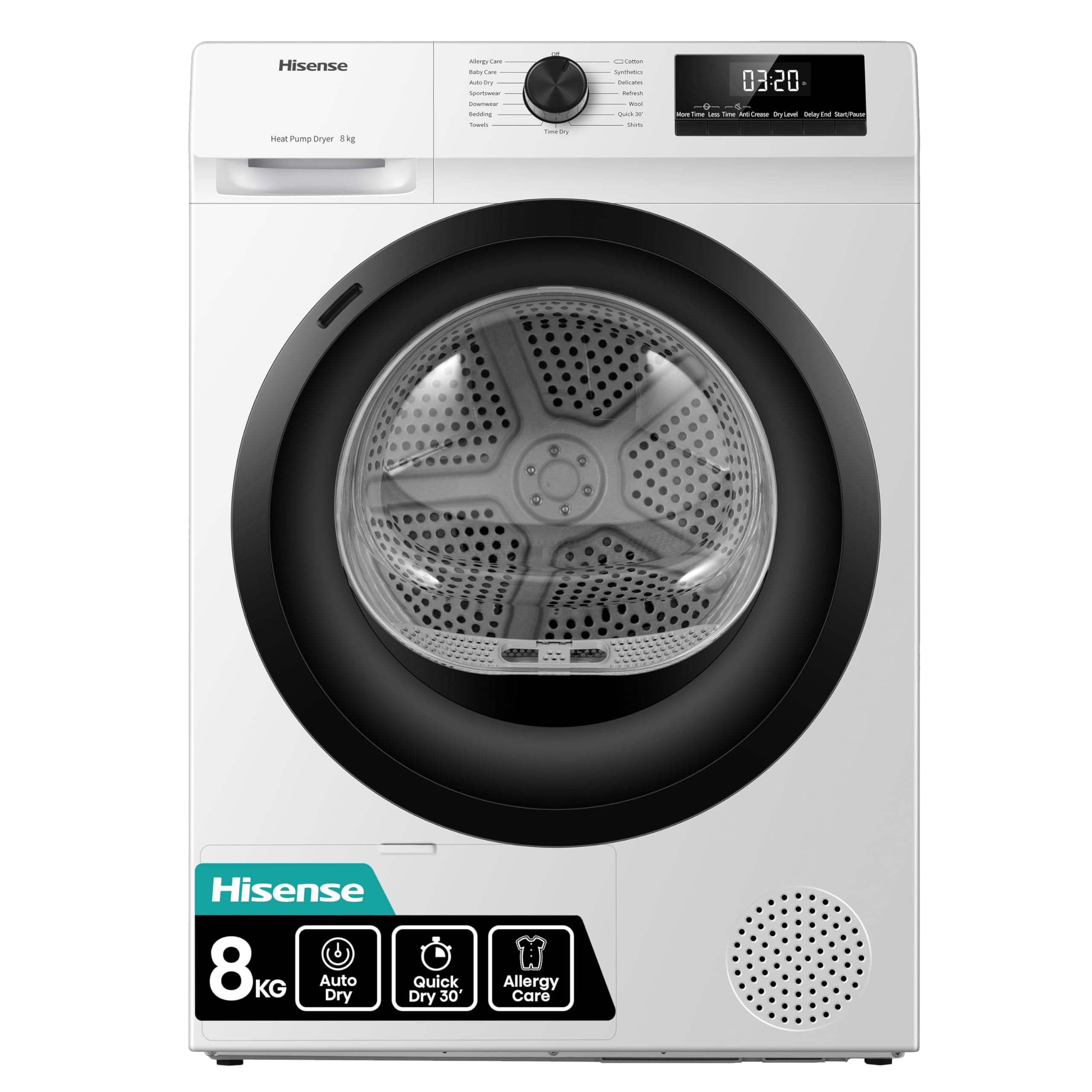 Hisense DH1Q802BW2 60cm Freestanding 8 KG Heatpump Front Load Tumble Dryer, 16 Programmes,… product image