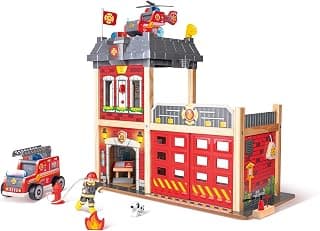Sustainable Wood Toy Hape Large Fire Station Playset With Battery-Powered Alarms, Fire… product image