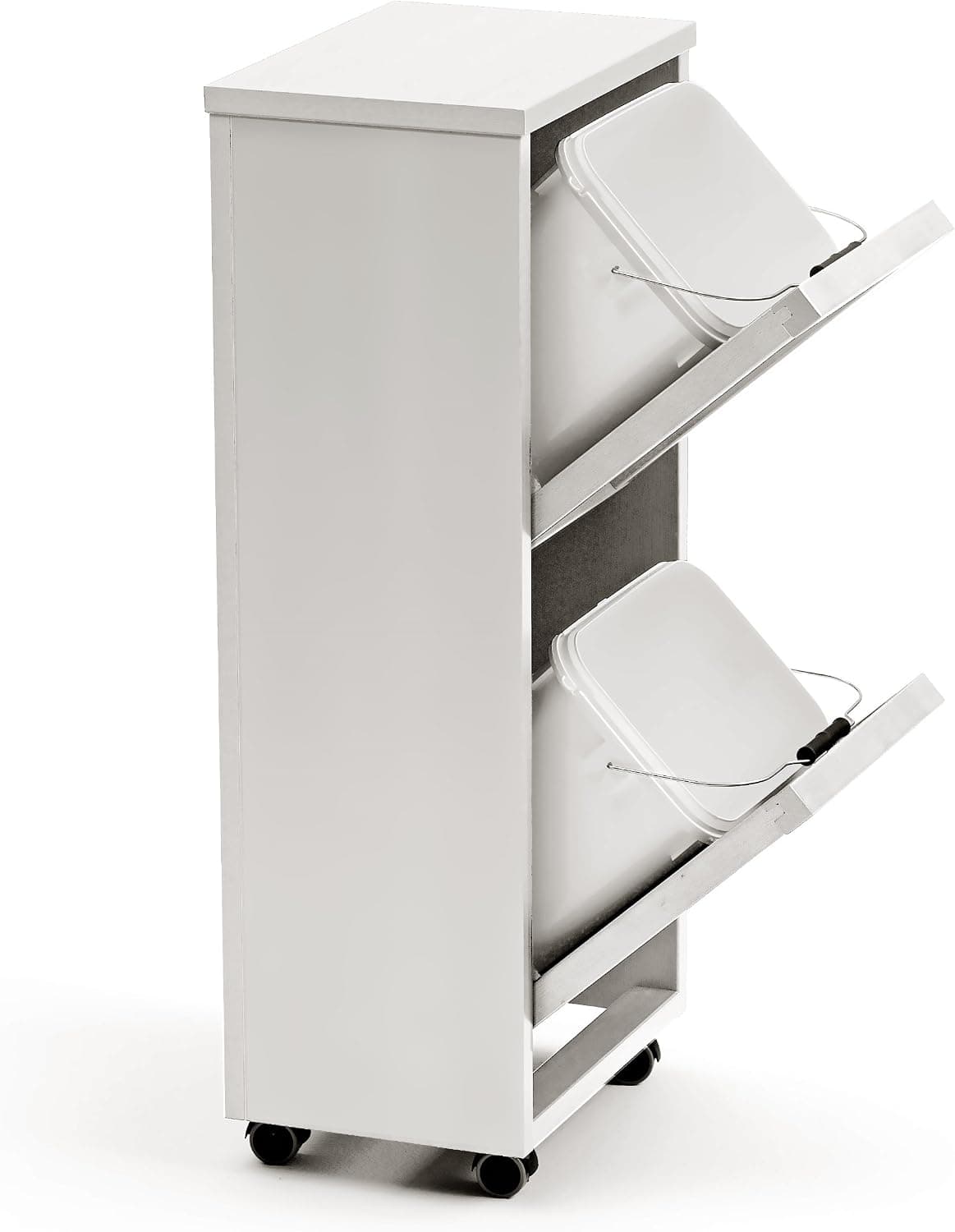 Arredamenti Italia 872 Madera 2 Selective Sorting Bin Solid Beech White Lacquered 36 x 84 x 26… product image