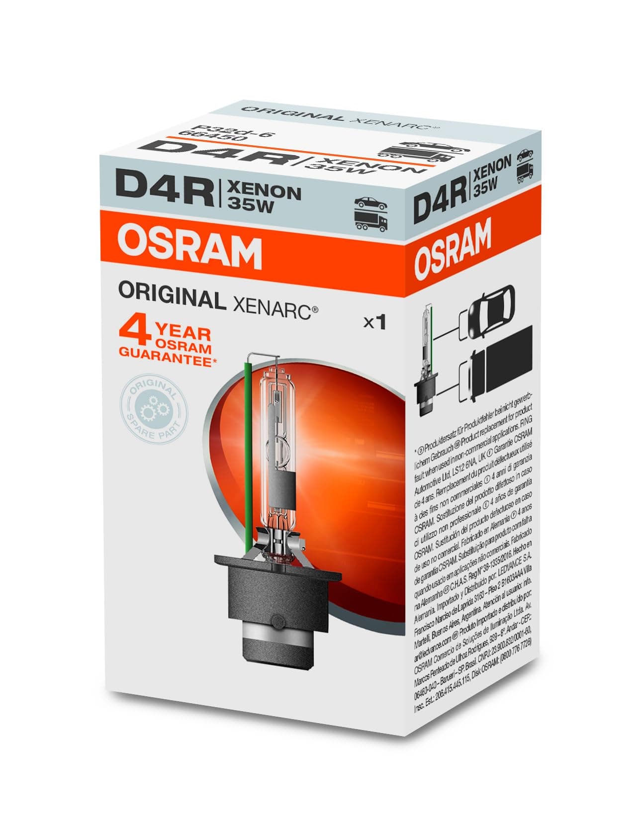 OSRAM XENARC ORIGINAL D4R xenon headlamp bulb 66450 +100% 4150K 1 piece in folding box product image