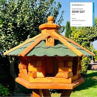Bird House M to XL with or without Stand, in Brown with Red, Green or Blue | Bird Feeder,… product image