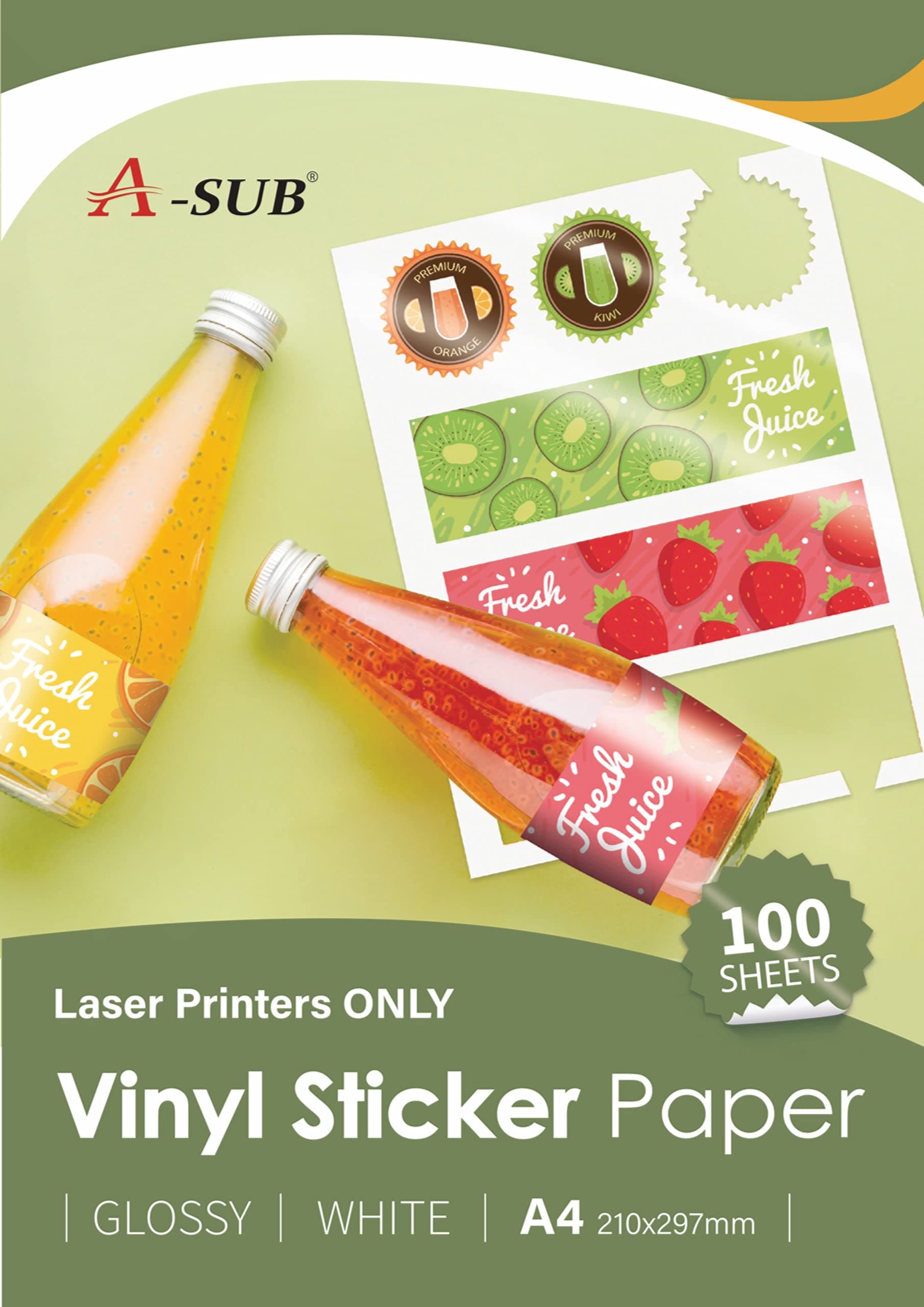 A-SUB White Glossy Premium Waterproof Printable Vinyl Sticker Paper, Self-Adhesive Vinyl… product image