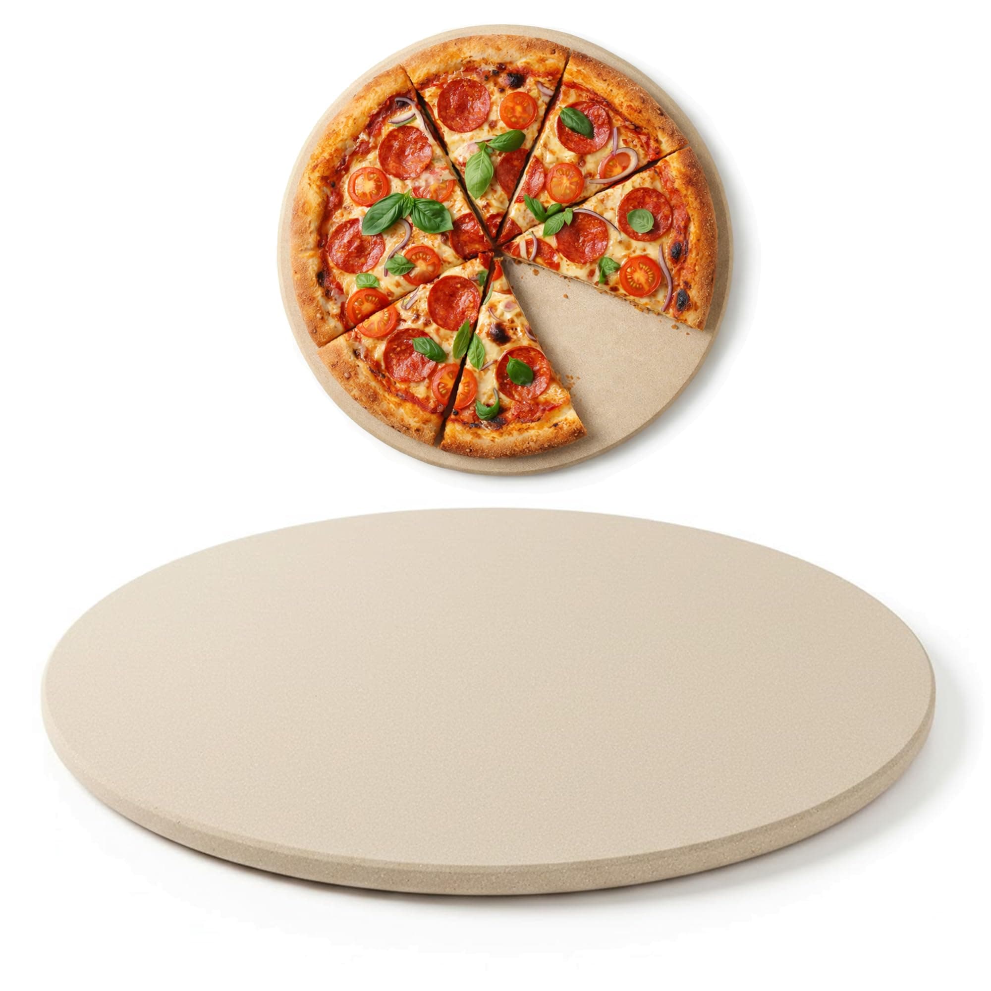 Chabrias Ltd 13” Round Pizza Stone for Oven & BBQ Grill – Cordierite Baking Stone for Pizza,… product image