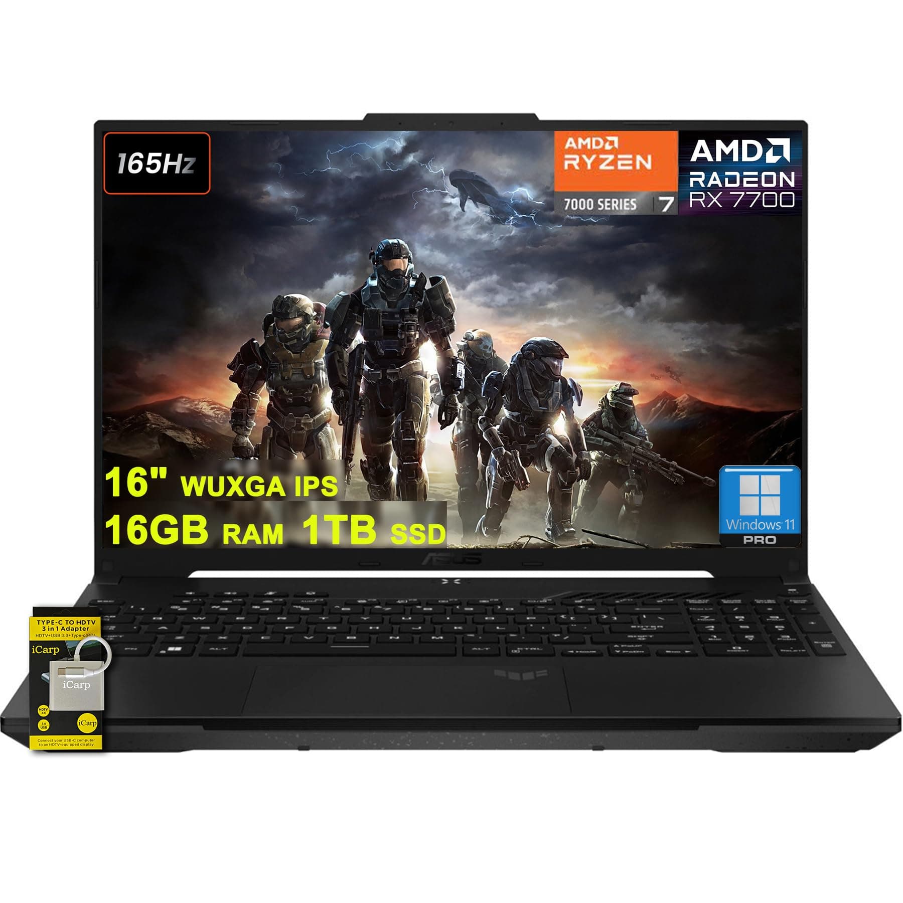 ASUS TUF Gaming A16 Ordinateur portable 16" WUXGA 165 Hz 100 % sRGB AMD 8-core Ryzen 7 7735HS… product image