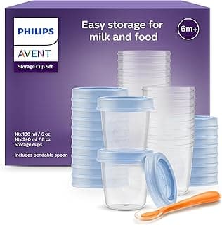 Philips Avent SCF721/20 Baby Food Storage Cups (180/240ml) - Pack of 10 product image